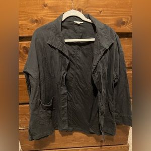 Eileen Fisher Organic Cotton Hemp Stand Collar Jacket